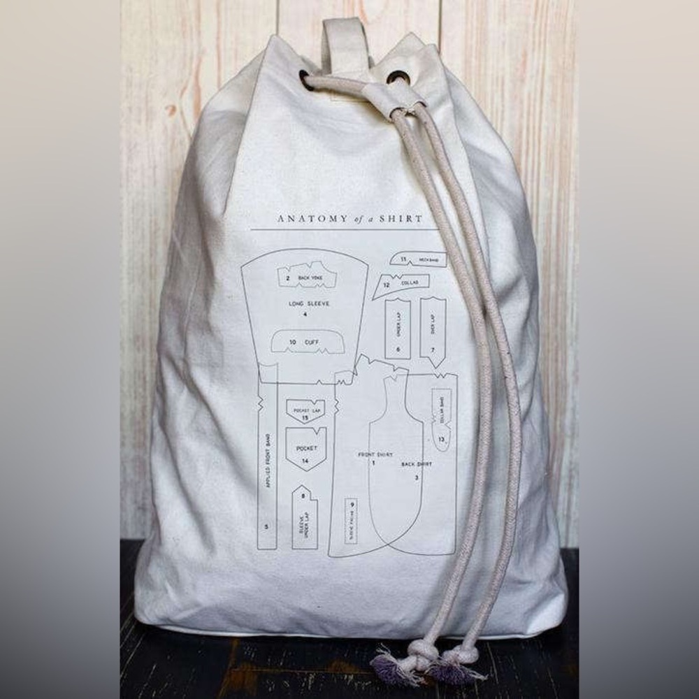 ANTHROPOLOGIE IZOLA LARGE LAUNDRY BAG ANATOMY OF THE SHIRT
